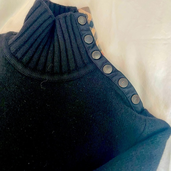 Vintage Burberry Nova Check Snap Button Turtleneck Merino Sweater - Picture 5 of 11